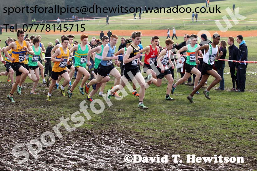 Start of the of the under-17 mens Inter Counties Cross Country, Cofton Park, Birmingham. Photo: David T. Hewitson/Sports for All Pics
